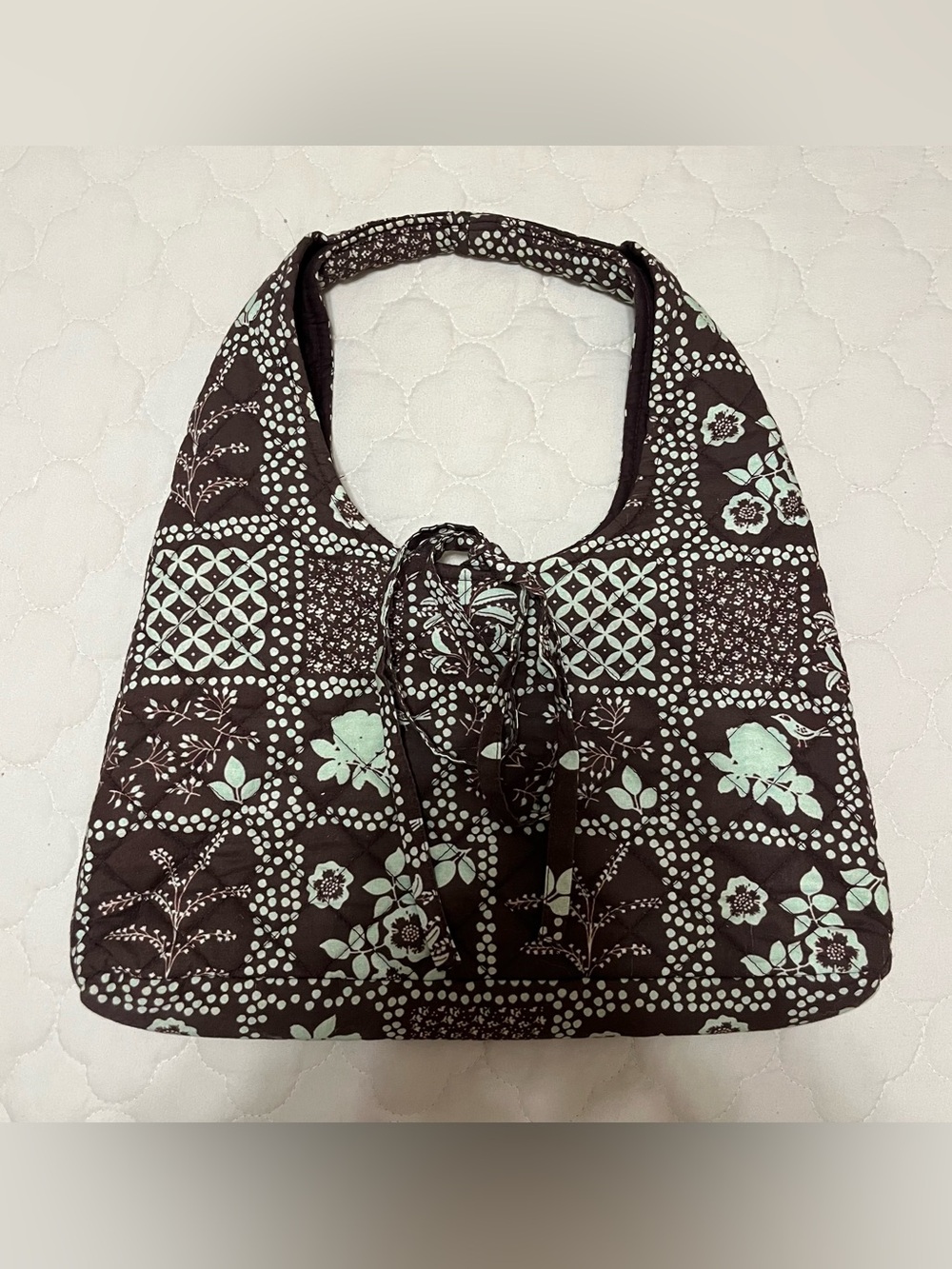 Free People Quinlan Quilt Floral Patchwork Brown &  Green Shoulder Bag Purse